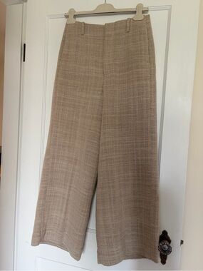 By Malene Birger Wide-Leg Textured Knit Pants — Beige